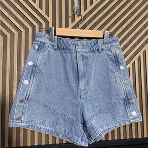 High-Rise Light Blue Denim Shorts